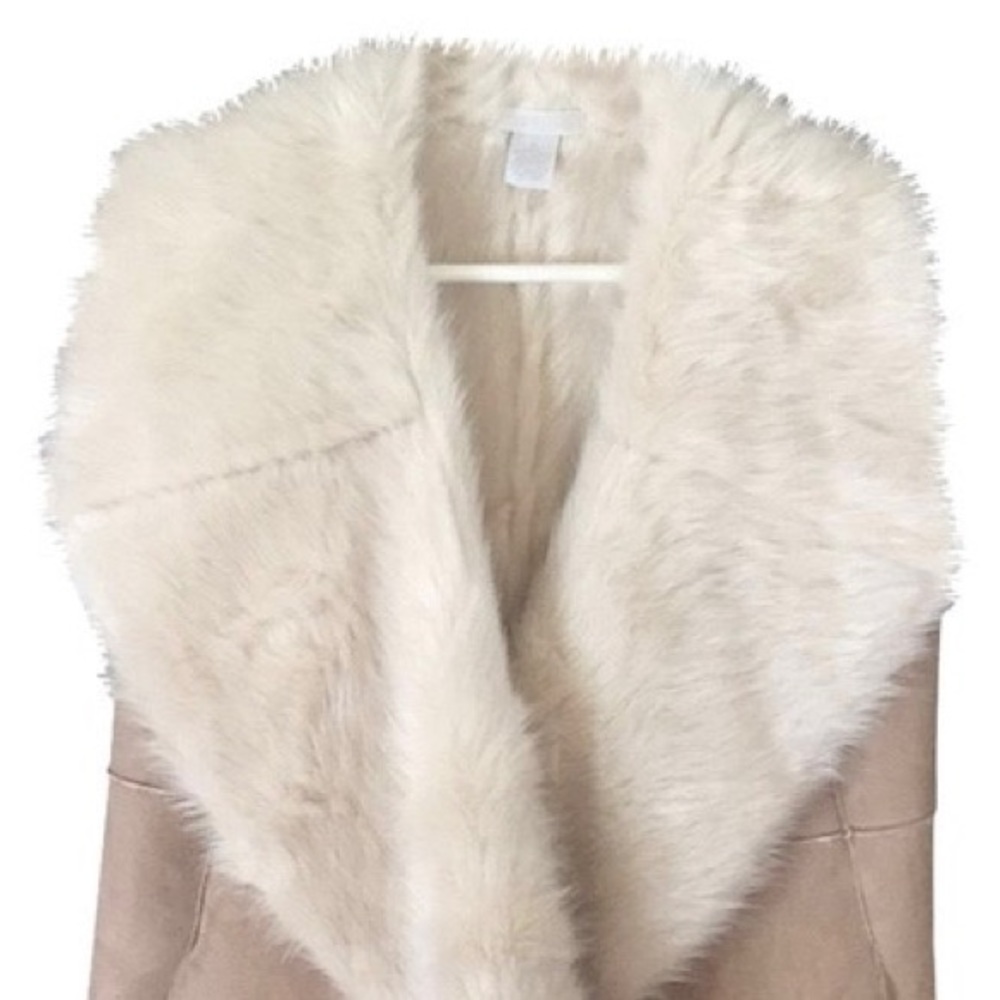 Design history Tan and cream faux fur suede vest